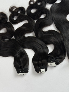 ผมแท้ 100% แบบ Body Wave พร้อม Closure ขายส่ง, ผมต่อแบบเวอร์จิ้นสีดำธรรมชาติ - Product Image 3