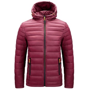 Thick Winter Puffer <b>Jacket</b> Men Solid Color Front Logo Stand Hooded Cotton Filled Windproof Eco-Friendly - Product Image 1
