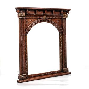 Handcrafted Antique Solid Wood <b>Wall</b> <b>Mirror</b> Carved Rustic Decorative <b>Mirror</b> Arched Glass Home Decor - Product Image 2