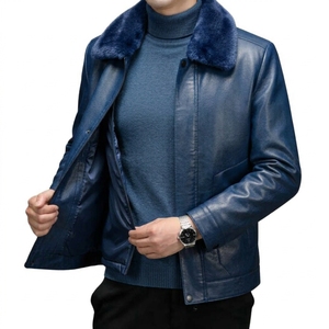 <b>Men's</b> Black PU <b>Leather</b> Moto <b>Jacket</b> With <b>Faux</b> Fur Collar Zipper Closure Winter Wear Regular Fit Solid Color - Product Image 6