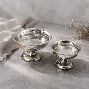 Luxury Silver Pedestal Bowl <b>Set</b> Elegant Metal Floral Compote for Wedding Centerpieces Antique Style Urn Flower Stand Table Decor - Product Image 4