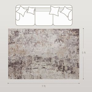 Tappeto Moderno Astratto 5x7 Lavabile in Lavatrice, Antiscivolo, Grande Tappeto per Soggiorno, Camera da Letto, Sala da Pranzo in Marrone Misto - Product Image 4