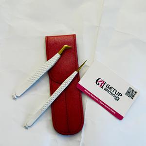 GETUP BROSONS IMPEX GBI-EET-4404234h แหนบต่อขนตาแบบปลายตรง สีขาว ปลายไฟเบอร์สีทอง สแตนเลสสตีล เรียบเนียน - Product Image 4