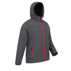 Wholesale Full Sleeved Regular Fit Men Softshell <b>Jackets</b> Zipper Hood Stand Collar <b>Patchwork</b> Design Canvas Fabric Men's <b>Jackets</b> - Product Image 5