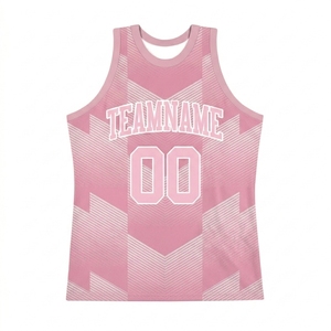 Conjunto de Uniforme de Baloncesto Rosa Sublimado Personalizado, Unisex, Transpirable, con Estampado Geométrico, Camiseta sin Mangas y Pantalones Cortos, para Equipos, Todas las Temporadas - Product Image 2