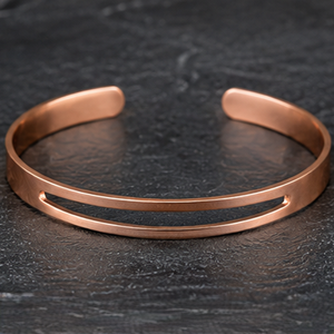 Bracelet manchette ouvert en cuivre pur, à découpe parallèle, design raffiné, cadeau promotionnel original - Product Image 1