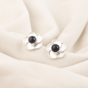Handmade Luxury 925 Sterling Silver Plated <b>Stud</b> <b>Earrings</b> with <b>Black</b> Tourmaline Gemstone for Unisex Everyday Wear <b>Earrings</b> - Product Image 1