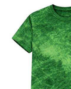 Green Ice Dye T Shirt Men Round Neck Short Sleeve Cotton Casual Streetwear Vintage Wash Custom OEM Wholesale Tee Supplier - Product Image 4