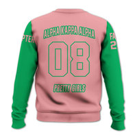 Sweat-shirt en molleton à col rond Alpha pour homme, brodé vert, style universitaire, décontracté, pour l'hiver, pour les vêtements grecs