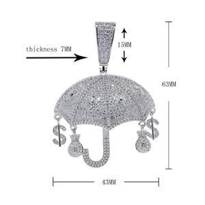 Collar con Colgante de Paraguas y Amuleto de Dinero, con Moissanita Baguette Brillante, Joyería Hiphop de Moda y Estilo - Product Image 2