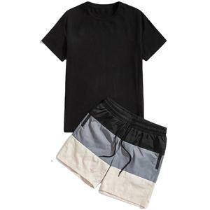 Conjuntos de verano de alta calidad para hombre, camiseta y pantalón corto de manga corta, color personalizable, tela de algodón, conjunto de moda de verano para hombre. - Product Image 4