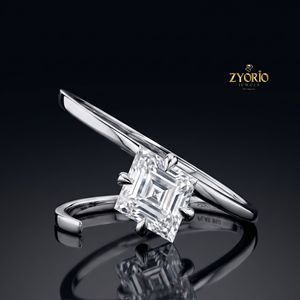 Princess Cut Moissanite <b>Solitaire</b> <b>Ring</b> 925 Sterling <b>Silver</b> Luxury Engagement <b>Ring</b> Classic Fine Jewelry - Product Image 4