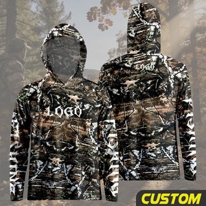 Sweat à capuche de chasse personnalisé OEM Thicket Camo UPF50+ à séchage rapide 100% polyester à manches longues pour activités de plein air - Product Image 1