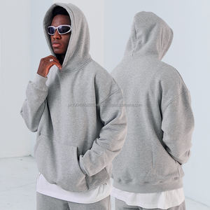 Vêtements essentiels d'hiver Sweat à capuche chaud en coton épais Logo personnalisé Streetwear pour hommes Sweats à capuche surdimensionnés vierges - Product Image 5