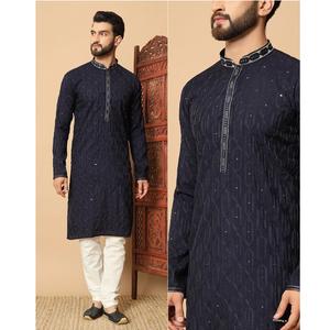 Nouvelle tenue de nuit pour homme, style designer, en soie premium lourde avec broderies et sequins. - Product Image 1