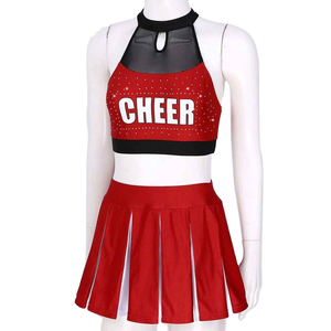 Débardeur sans manches coupe athlétique avec passepoil contrastant et strass scintillants pour uniforme de cheerleading - Product Image 1