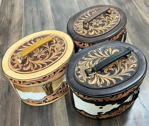 Trousse de voyage ovale en cuir véritable usinée à la main Boîte de rangement de style occidental Organisateurs de bijoux cosmétiques de maquillage avec fermeture éclair et poignée - Product Image 5