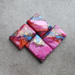 Cabochon rectangulaire en turquoise d'huître épineuse rose AAA+ |   Pierre précieuse calibrée non montée pour bijoux faits à la main - Product Image 5