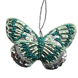 Adorno Colgante de Mariposa Colorida con Bordado Zari Hecho a Mano, Decoración para Árbol, Recuerdo, Regalo, Venta al Por Mayor - Product Image 1