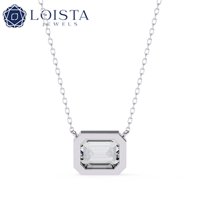 Collier pendentif solitaire en argent sterling 925 avec diamant de laboratoire taille émeraude certifié IGI pour femme - Product Image 2