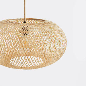 Unique Two Tone Rattan Pendant <b>Light</b> Shade Handmade <b>Wicker</b> Three Tiered UFO Lampshade Decorative <b>Ceiling</b> Cover Dining - Product Image 3