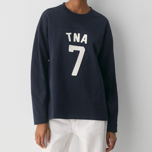 Camiseta de Manga Larga para Mujer, Talla Grande, Cuello Redondo, Informal, 100% Algodón, Oversize, Verano, con Logo, Tie Dye, Transpirable - Product Image 1