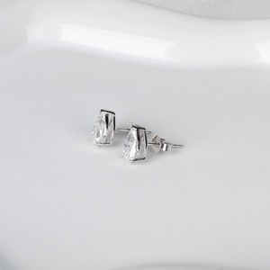 2ct E Color Pear Cut Lab Grown Diamond Earlobe <b>Earrings</b> 14K Solid Gold Premium Pear Solitaire Modern Luxury Wedding Fine Jewelry - Product Image 5