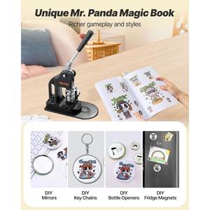 Machine à fabriquer des boutons DIY avec poignée ergonomique, machine à fabriquer des épingles de 1 pouce, 500 pièces de pièces de boutons, coupe-cercle, clés hexagonales, livre magique - Product Image 5