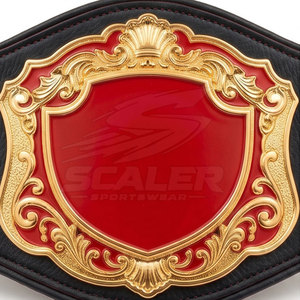 Ceinture de récompense de lutte en cuir sur mesure, haute qualité, respirante, grand logo central, décorations latérales, sangle à boucle réglable - Product Image 6