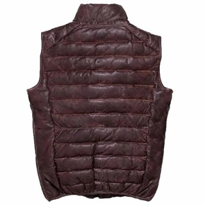 Gilet d'hiver matelassé en cuir véritable marron foncé pour homme, gilet de qualité supérieure - Product Image 3