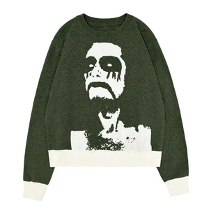 Pull en tricot gothique avec imprimé sur le devant, col rond oversize, manches régulières, unisexe, vêtement d'automne - Product Image 2