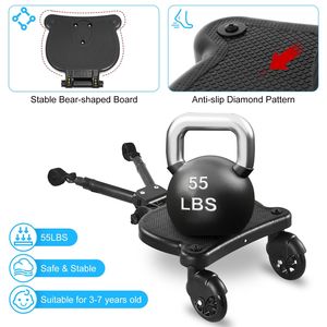 2-in-1 Universal Stroller Board Detachable Stand & Sit Feature <b>for</b> 3-7 Years <b>Toddler</b> Wheeled <b>Buggy</b> Attachment - Product Image 3