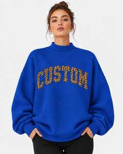 เสื้อสเวตเชิ้ตผู้หญิงทรงโอเวอร์ไซส์ สีพื้น คอเต่า ไม่มีซับใน ผ้าฟลีซน้ำหนักเบา สั่งตัดได้ ใส่ได้ทุกโอกาสในฤดูหนาว - Product Image 1