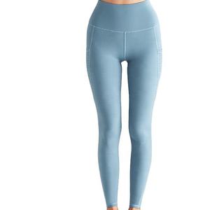 High Waist Solid Color Stretchy <b>Leggings</b> For Women Slim Fit Comfortable Yoga Pants Breathable Spandex <b>Nylon</b> Gym Wear Wholesale - Product Image 1