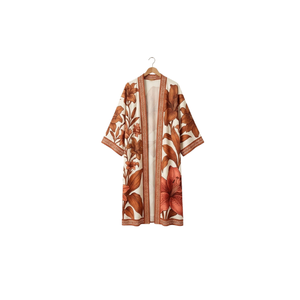 Women's Floral <b>Kaftan</b>/Kimono with Shawl Collar Loose Bohemia Style <b>Summer</b> Wear Short Sleeve Midi Length Ethnic Traditional Wear - Product Image 5