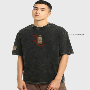 Camiseta de Hombre, Corte Regular, Negra, Lavado Ácido, Cuello Redondo, Manga Corta, 100% Algodón, con Estampado Digital, Diseño Casual - Product Image 1