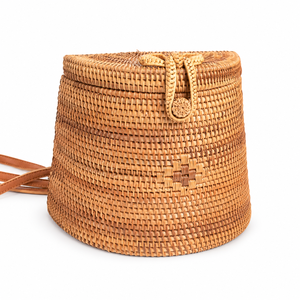 Bolso de Mano de Ratán Pequeño Hecho a Mano, a la Moda, con Diseño de Frutas Vintage, Forro de Algodón y Paja, Cierre de Botón y Lazo, al Mejor Precio 2023 - Product Image 1