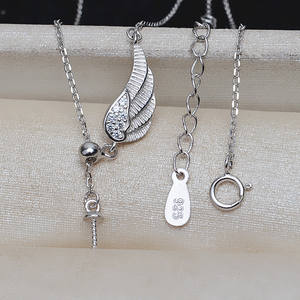 S925 <b>Silver</b> Chain Handmade Accessory Holder with Adjustable Y-Shaped <b>Angel</b> Wing Pendant 7-12 Pearl 4028 Fashion <b>Necklaces</b> - Product Image 2