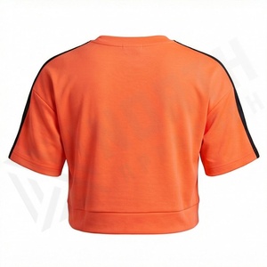 เสื้อยืดครอปคอกลมแขนสั้นคุณภาพสูงสำหรับผู้หญิง สไตล์ลำลอง เรียบง่าย ระบายอากาศได้ดี สีสันปรับแต่งได้ - Product Image 2