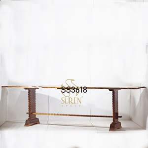 Mesa de comedor de madera maciza hecha a mano de diseñador indio comercial hecha a mano única para uso en hoteles y restaurantes muebles para el hogar - Product Image 1