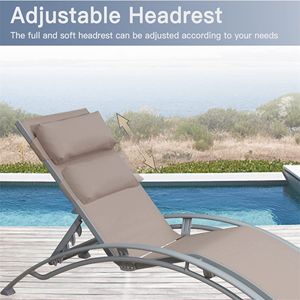 Set di 2 Sedie Reclinabili da Esterno con Schienale Regolabile e Cuscino Rimovibile, Lettini da Spiaggia per Interni/Esterni - Product Image 3