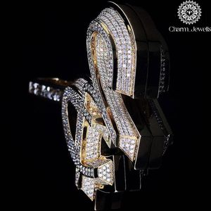 จี้ Charm_Jewells เงินแท้ 925 ชุบทอง 18K ประดับเพชรโมอิสซาไนต์ทรงกลม ตัวอักษร AP พร้อมใบรับรอง IGI สไตล์ฮิปฮอป เหมาะสำหรับทุกเพศทุกวัย สวมใส่ได้ทุกวัน - Product Image 3