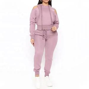 Vente en gros de vêtements en polaire épaisse personnalisés OEM Offre Spéciale pour femmes pantalons de survêtement à capuche ensembles de jogging ensemble de survêtements unis et vierges survêtements - Product Image 1