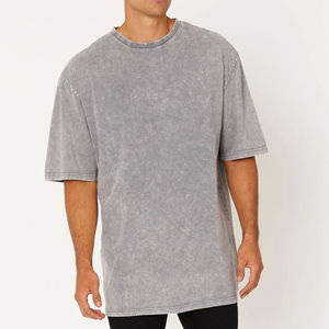 T-shirt surdimensionné pour homme en coton délavé effet acide, style rétro, streetwear urbain, mode décontractée - Product Image 5