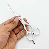 Ciseaux de barbier professionnels à lame affûtée, revêtement poudré blanc, acier inoxydable durable de haute qualité, légers, pour la coiffure