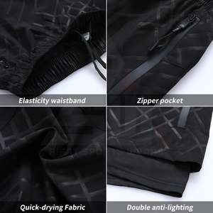 Men’s Summer Long Shorts Black Knitted Casual Breathable Quick Dry Mid Waist <b>Elastic</b> Waist Sports Shorts - Product Image 5