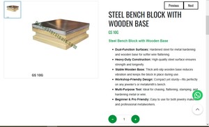 Steel <b>Bench</b> Block With Wooden Base Jewelry Making <b>Tool</b> Metal Stamping Flattening Block Durable Hand <b>Tool</b> | Item No GS-10G - Product Image 3