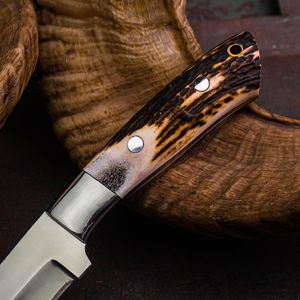 Cuchillos de Caza Hechos a Mano al por Mayor de Acero de Alto Carbono con Mango de Cuerno, Hoja Fija para Supervivencia al Aire Libre y Camping con Funda - ¡Venta Caliente! - Product Image 3