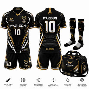 High Quality Unisex Football Uniform Set Soccer Jersey Short Socks And Bag Pack Football Training Kit - Product Image 1