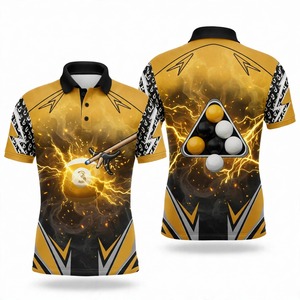 Camiseta Polo de Billar con Estampado Digital para Hombre, Manga Corta, Estilo Deportivo Informal, con Diseño de 8 Bolas de Billar y Patrón de Rayos - Product Image 1